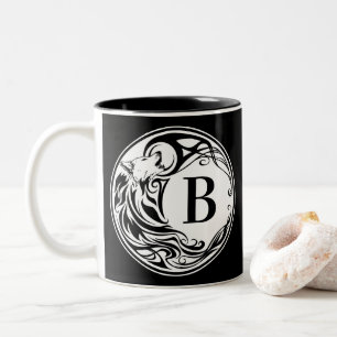 Tribal Wolf Monogram Two-Tone Coffee Mug