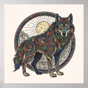 Tribal Wolf Poster