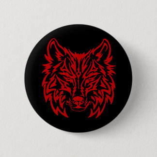 Tribal Wolf Red 6 Cm Round Badge