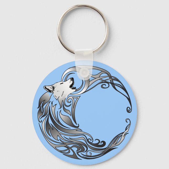 Tribal Wolf - Shaded Key Ring (Front)