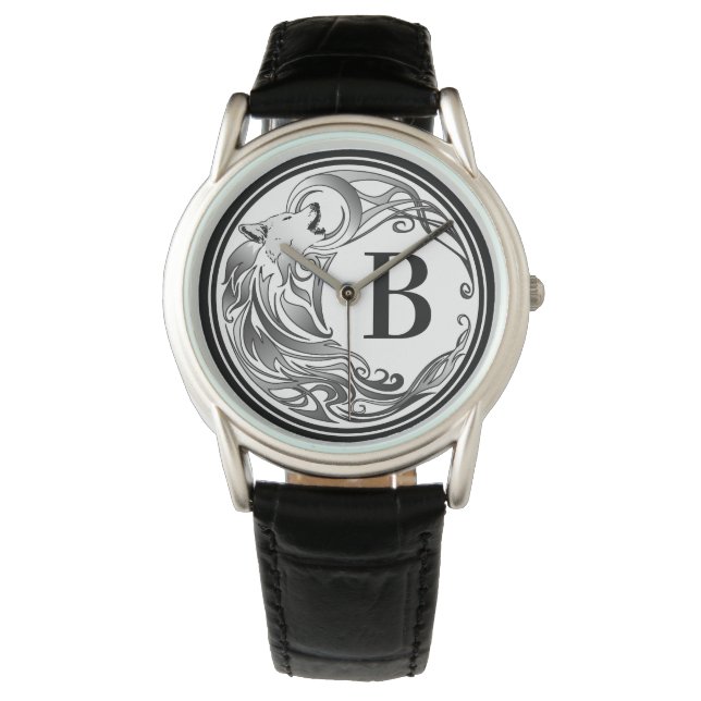 Tribal Wolf - Shaded Monogram Watch (Front)