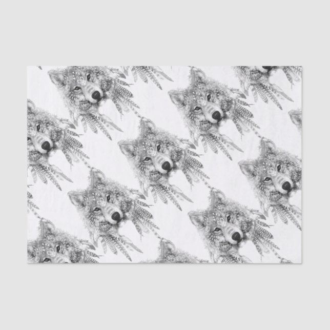 Tribal Wolf Spirit Tissue Paper (Front)