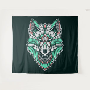 Tribal Wolf Tapestry