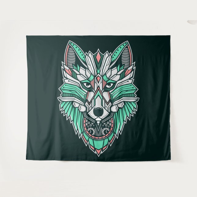 Tribal Wolf Tapestry (Front (Horizontal))