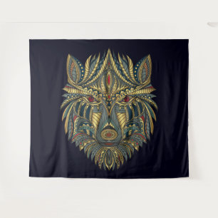 Tribal Wolf Tapestry