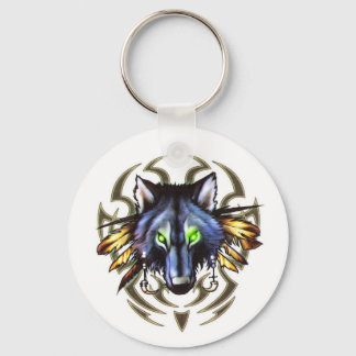 Tribal wolf tattoo design key ring
