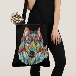 Tribal Wolf Tote Bag