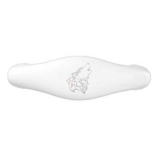 Tribal Wolf White Taupe Gradient Ceramic Drawer Pull