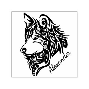 Tribal Wolf with Name Self-inking Stamp