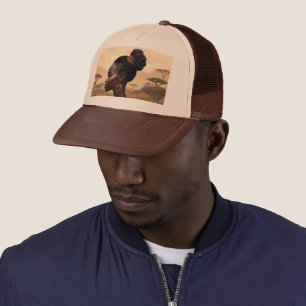 Tribal Woman Watching Over Her African Landscape, Trucker Hat