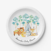 Tribal Woodland Animals Baby Shower 7" Plate