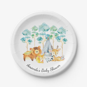 Tribal Woodland Animals Baby Shower 7" Plate