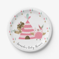 Tribal Woodland Animals Baby Shower 7" Plate