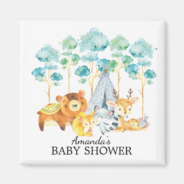 Tribal Woodland Animals Baby Shower Favour  Magnet (Front)