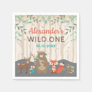 Tribal Woodland Animals Wild One Party Baby Shower Napkin