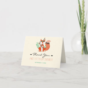 Tribal Woodland Fox Baby Shower Thank You Card