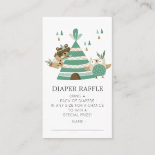 Tribal Woodland Wild One Baby Shower Diaper Ticket Enclosure Card