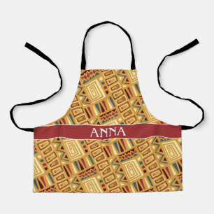 Tribal Yellow Orange Minimal Pattern Apron
