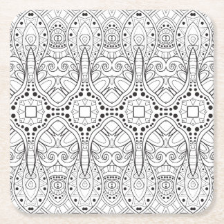 Tribal Zendoodle Design Square Paper Coaster