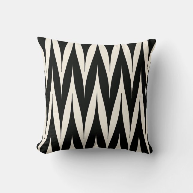 Tribal Zigzag Spike Pattern Black Cushion (Front)