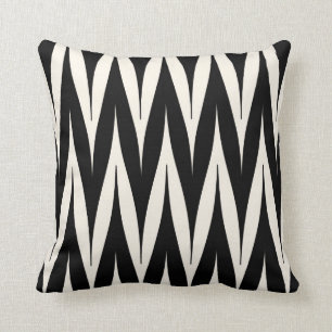 Tribal Zigzag Spike Pattern Black Cushion