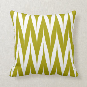 Tribal Zigzag Spike Pattern Chartreuse Green Cushion