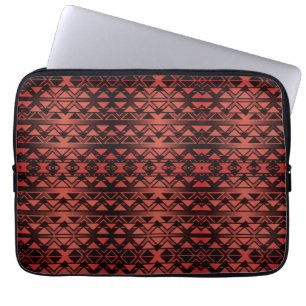 Tribal ZigZag triangles on gradient dark salmon Laptop Sleeve