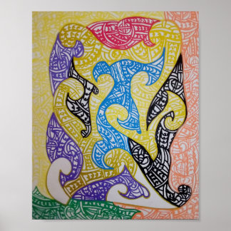 Tribe2 Maori Art by Roger R Whiteside Poster