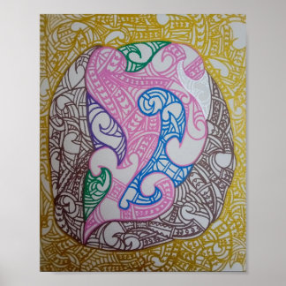 Tribe3 Abstract Maori Kowhaiwhai by RRW Poster