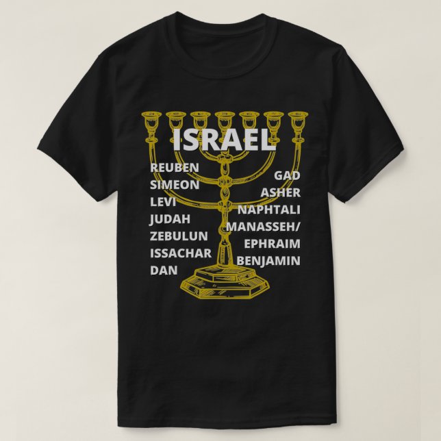 Tribes of Israel Menorah  T-Shirt (Design Front)