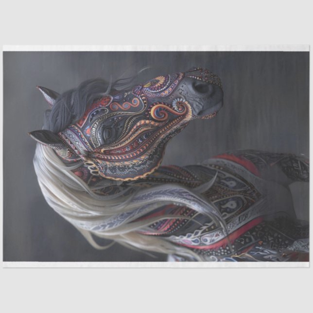 Tribunal Purple Painted Indian Horse Decoupage Tissue Paper (Front)