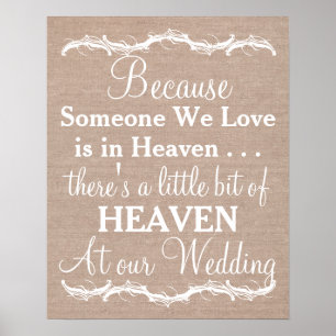 Tribute heaven loved ones burlap wedding sign