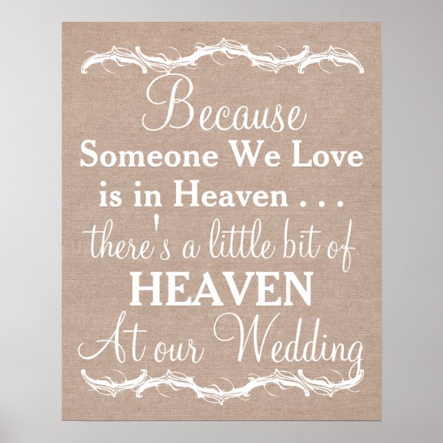 Tribute heaven loved ones burlap wedding sign (Front)