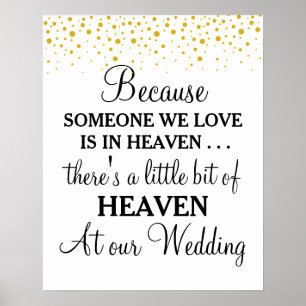 Tribute heaven loved ones gold dots wedding sign