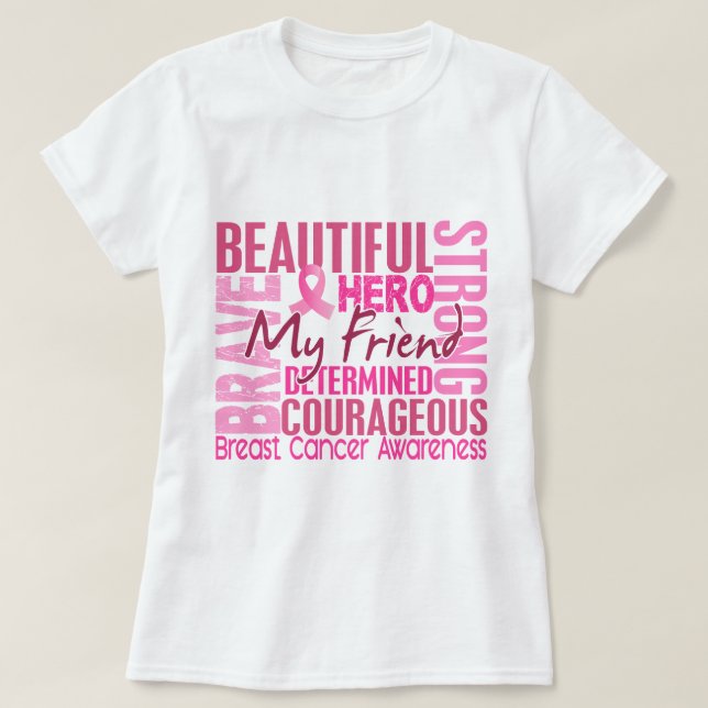 Tribute Square Friend Breast Cancer T-Shirt (Design Front)