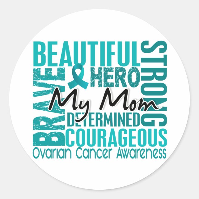 Tribute Square Mum Ovarian Cancer Classic Round Sticker (Front)