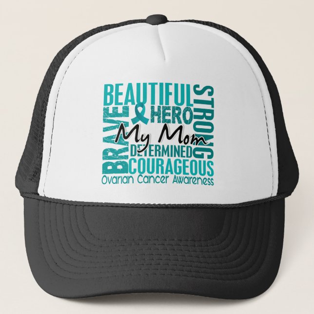 Tribute Square Mum Ovarian Cancer Trucker Hat (Front)