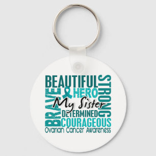 Tribute Square Sister Ovarian Cancer Key Ring