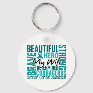 Tribute Square Wife Ovarian Cancer Key Ring