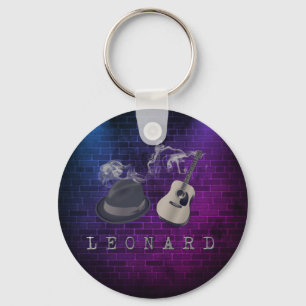 Tribute to Leonard blue purple lights Key Ring