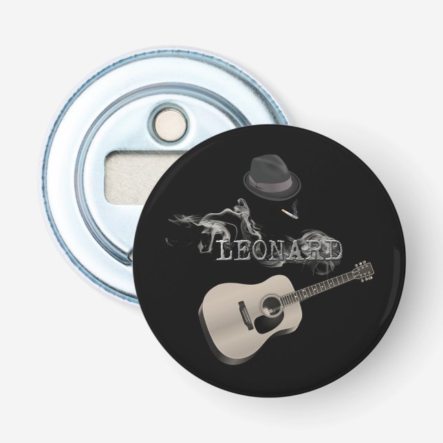 Tribute to Leonard cigarette black Bottle Opener (Front)