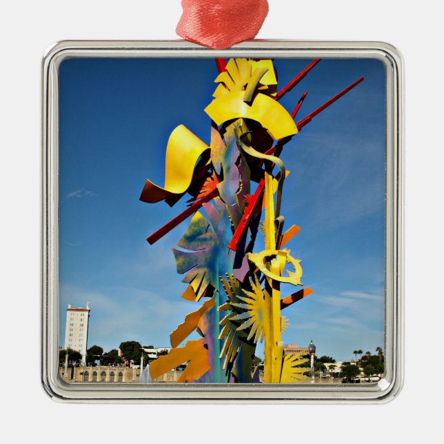 Tribute to Volunteerism Statute on Lake Mirror Metal Ornament (Front)