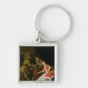 Tric-trac Players with a Lady and Her Dog Key Ring