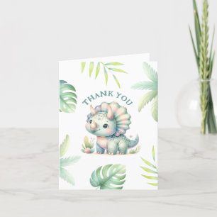 Triceratopos Dinosaur Baby Shower Thank You Card