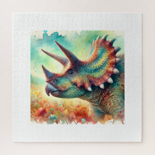 Triceratops 210724AREF145 - Watercolor Jigsaw Puzzle