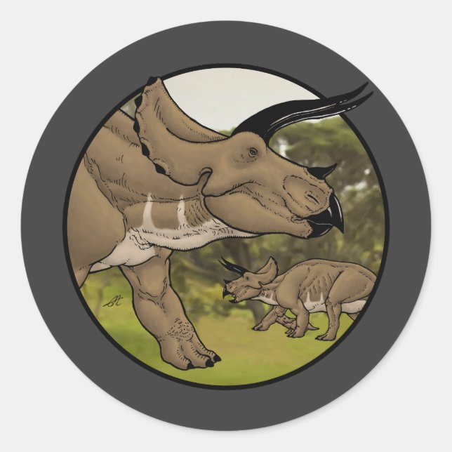 Triceratops #2 classic round sticker (Front)
