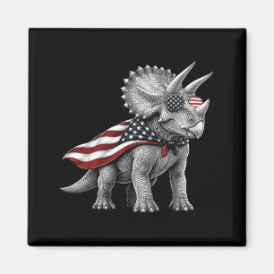 Triceratops 4th Of July Aamerican Flag Patriotic Magnet