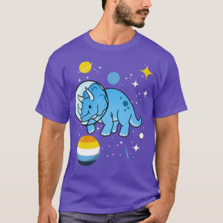 Triceratops Astronaut Aroace Pride  T-Shirt