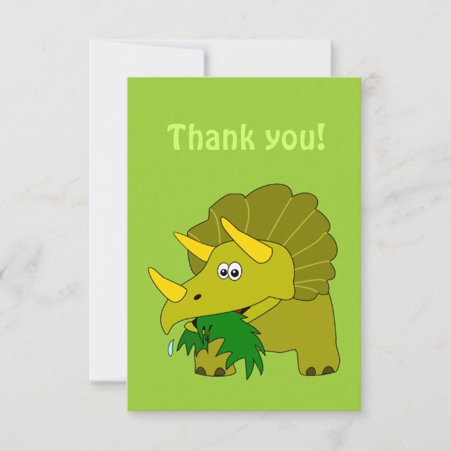 Triceratops Cartoon Dinosaur Thank You Cards (Front)