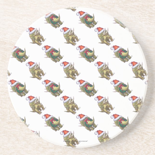 Triceratops Christmas Coaster (Front)